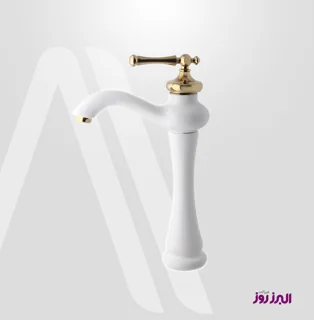شیر روشویی پایه بلند مجیک سفید طلایی البرز روز